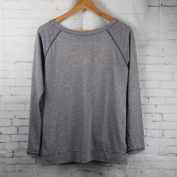 JOCKEY GREY & BLACK LONG SLEEVE ROUND NECK OPEN MESH BACK YOGA TOP SIZE SMALL - Picture 1 of 6